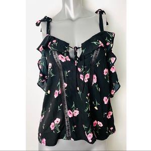 Divided by H&M women's blouse black floral Sz 4